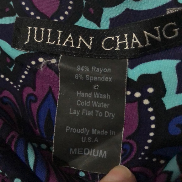 Julian Chang Purple /Blue Abstract Floral Dress - Picture 5 of 5